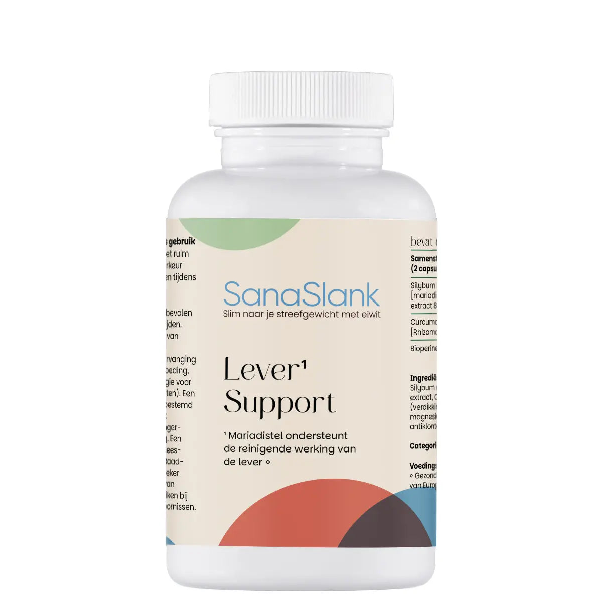 SanaSlank Lever Support pot met label Mariadistel en Kurkuma voedingssupplement voor leverondersteuning