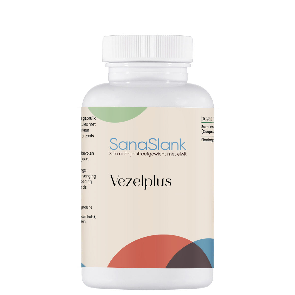 SanaSlank Vezelplus pot etiket hoge dosering vezels geschikt voor vegetariërs
