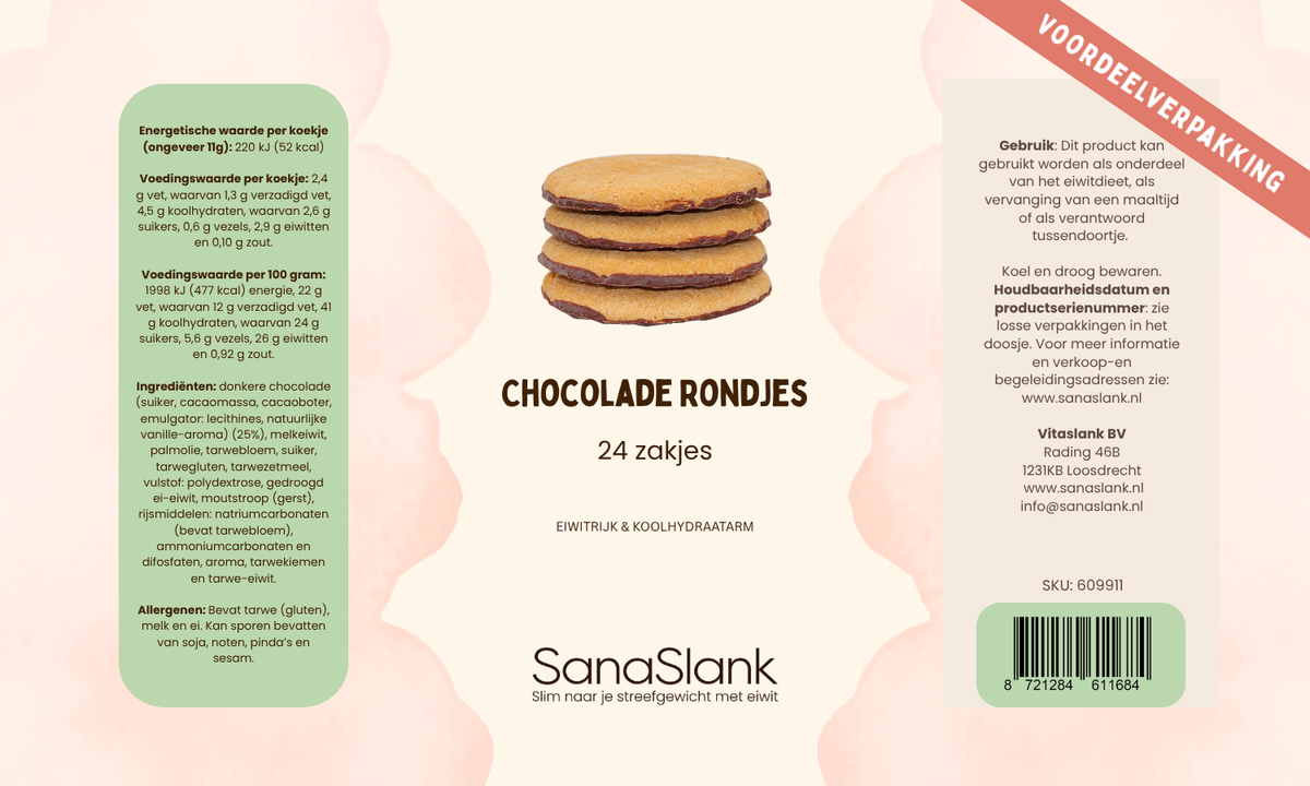 SanaSlank Protein-Kekse – Schokoladenkugeln XXL (24 Beutel)