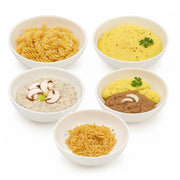 Sanaslank proefpakket Warme Maaltijd 5 stuks verpakkingen met Hachee Puree Fusilli Mushroom Risotto Spaghetti Bolognese eiwitrijk glutenvrij