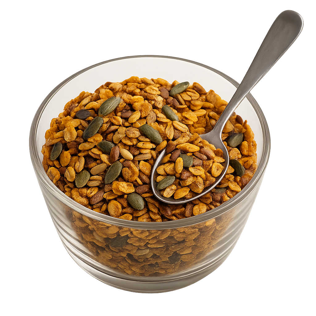 SanaSlank bio Granola met 3 zaden verpakking 5 zakjes chia lijnzaad zonnebloempitten volkoren granen